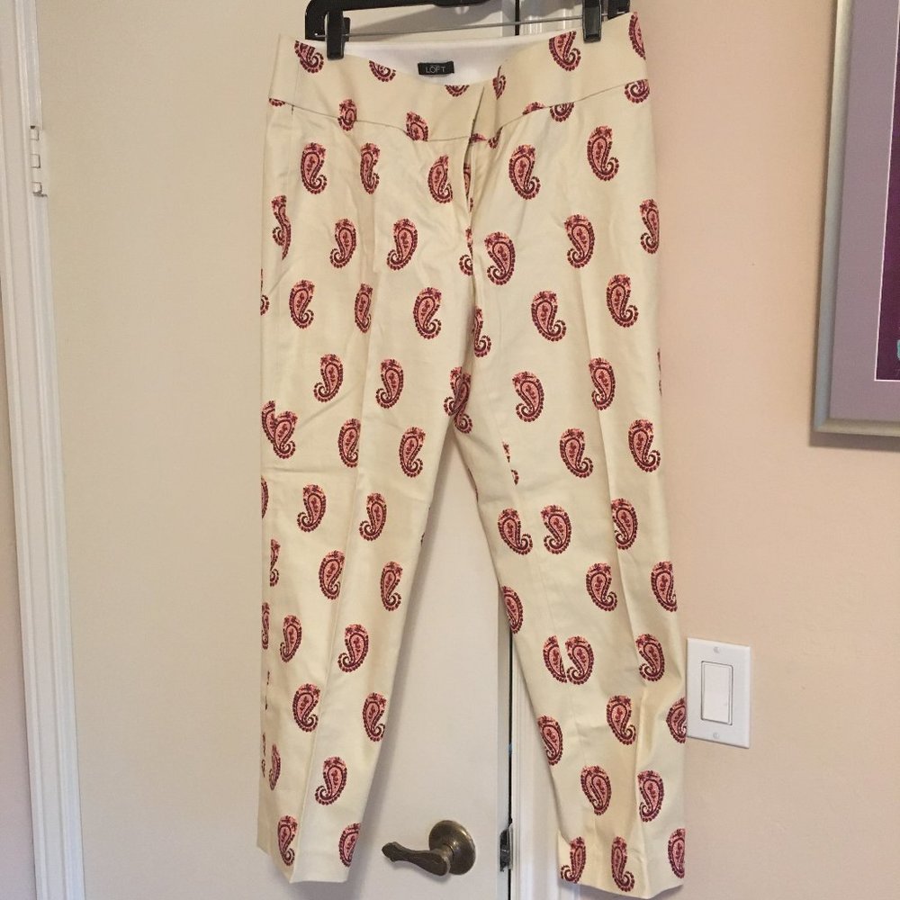 NWT Loft Julie Curvy Ankle Paisley Cigarette Pant